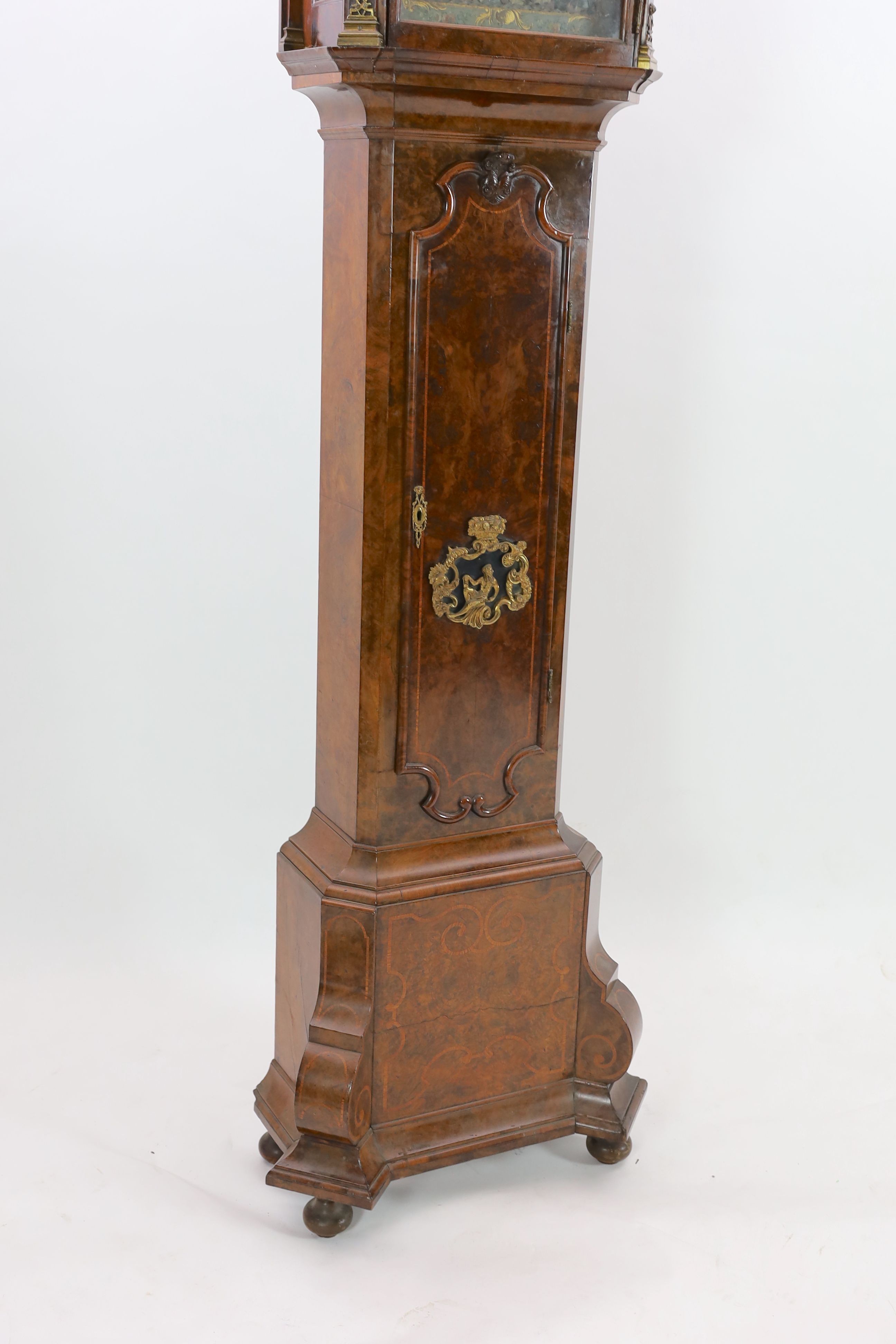 Paulus Bramer En Zoon of Amsterdam. An 18th century Dutch walnut repeating 8-day alarum longcase clock H.275cm. W. 68cm.